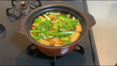 完成した厚揚げと小松菜のしょうが煮
