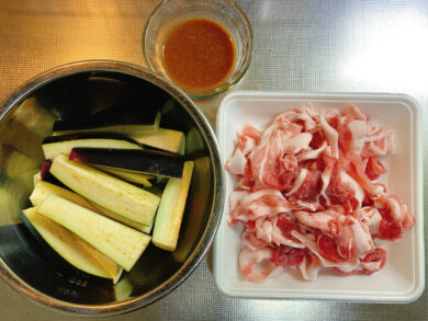 豚肉とナスと味噌ダレ